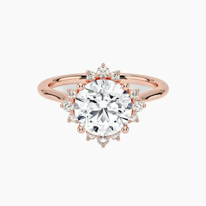Nadia Round Designer 2.5 Carat Lab Grown Diamond Engagement Ring in 18K Rose Gold