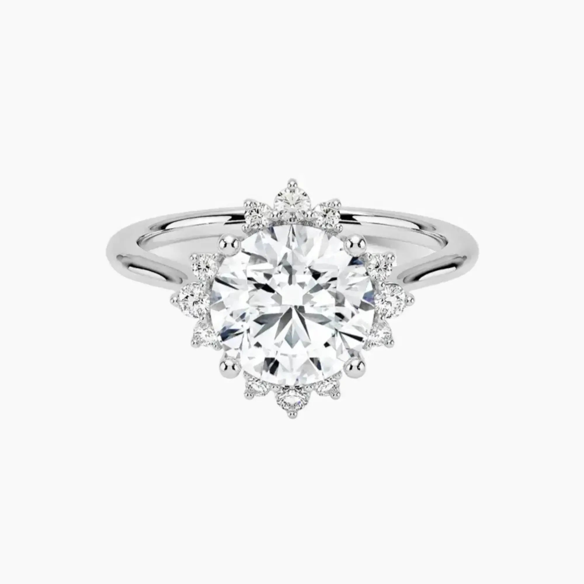 Nadia Round Designer 2 Carat Lab Grown Diamond Engagement Ring in 18K White Gold