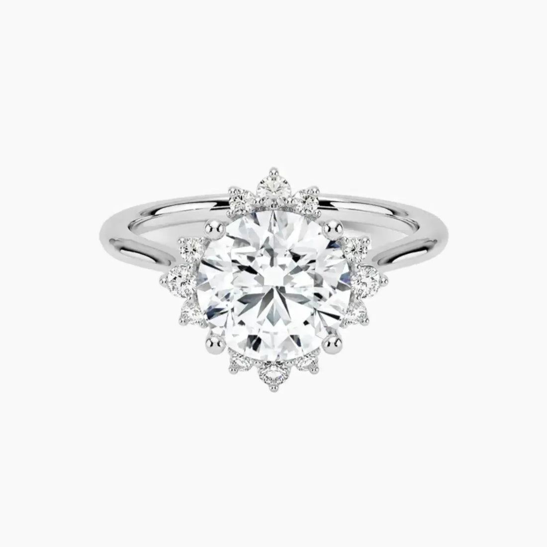 Nadia Round Designer 2 Carat Lab Grown Diamond Engagement Ring in 18K White Gold