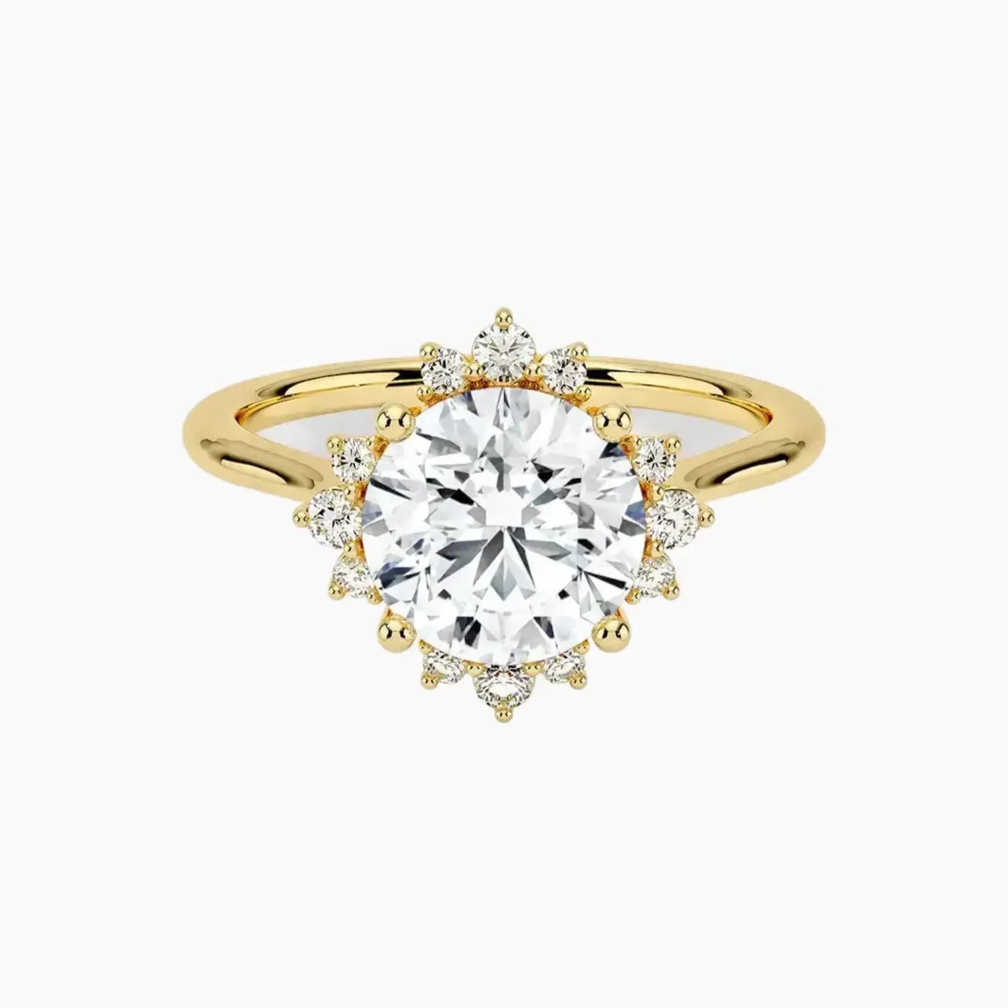 Nadia Round Designer 3 Carat Lab Grown Diamond Engagement Ring in 14K Yellow Gold