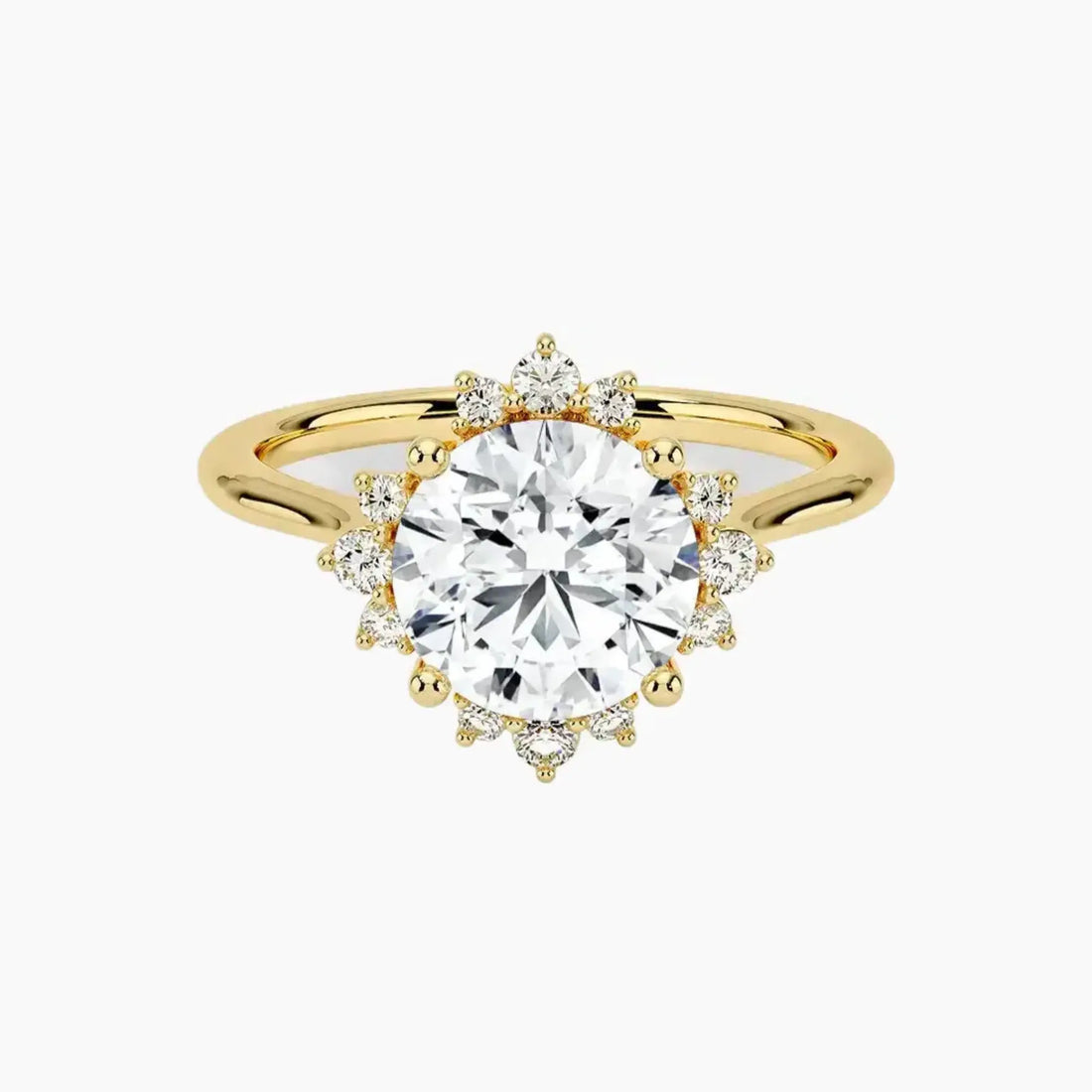 Nadia Round Designer 3 Carat Lab Grown Diamond Engagement Ring in 14K Yellow Gold