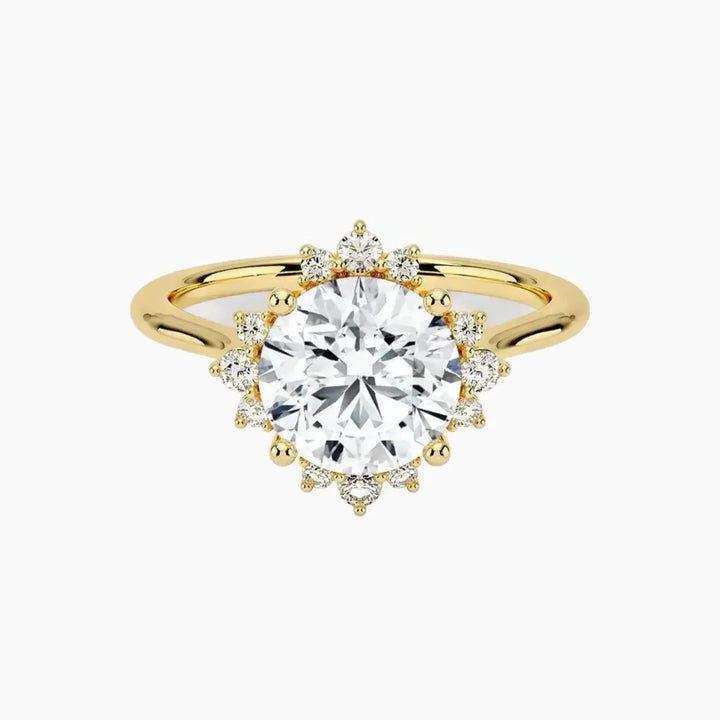 Nadia Round Designer 3 Carat Lab Grown Diamond Engagement Ring in 18K Yellow Gold