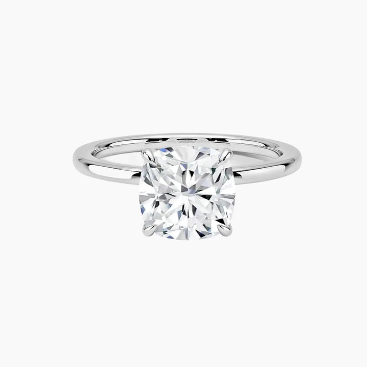 Giselle Cushion Hidden Halo 2 Carat Lab Grown Diamond Engagement Ring in 14K White Gold
