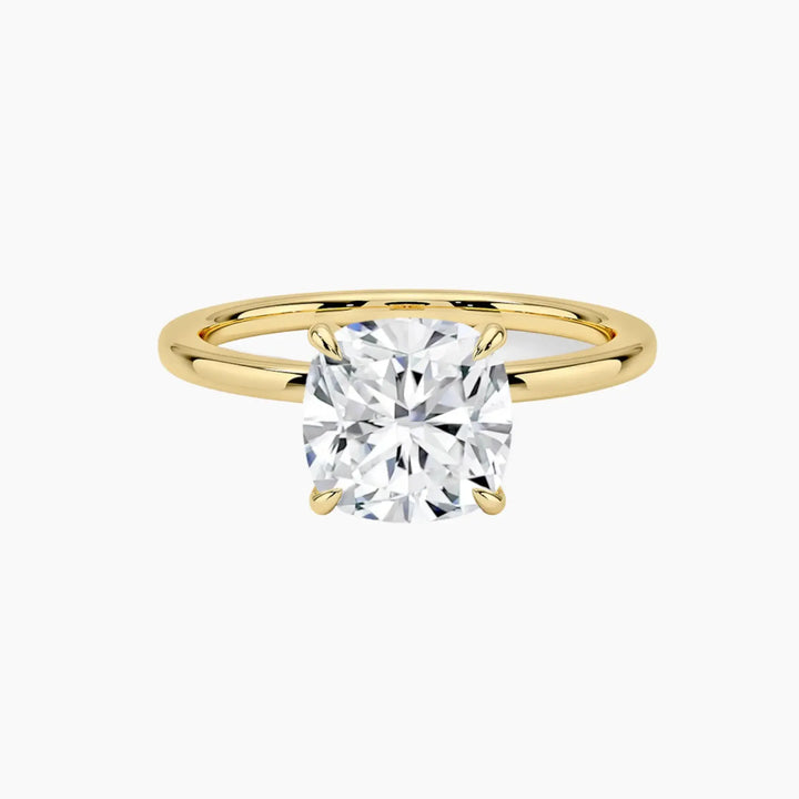 Giselle Cushion Hidden Halo 2 Carat Lab Grown Diamond Engagement Ring in 14K Yellow Gold