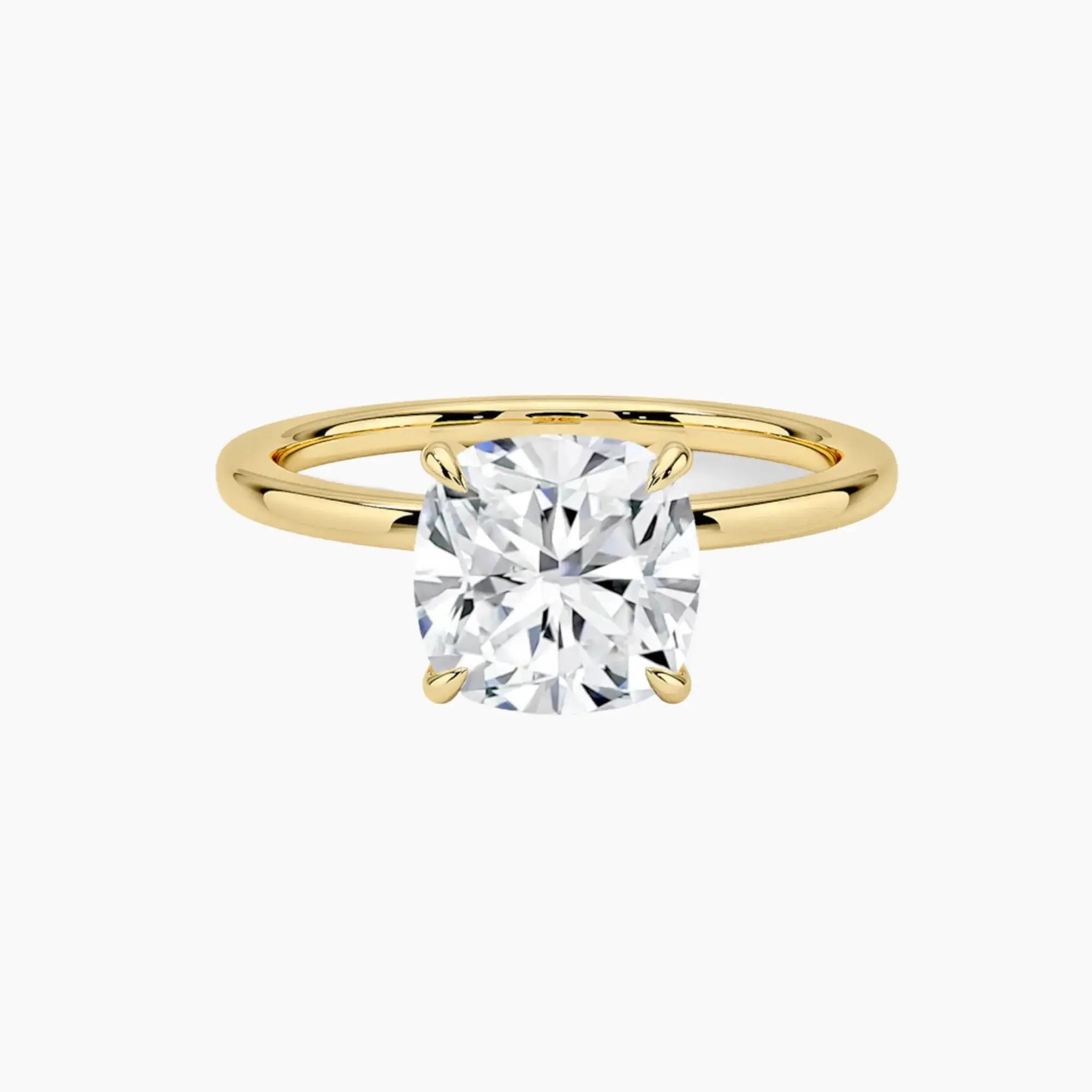 Giselle Cushion Hidden Halo 2 Carat Lab Grown Diamond Engagement Ring in 18K Yellow Gold
