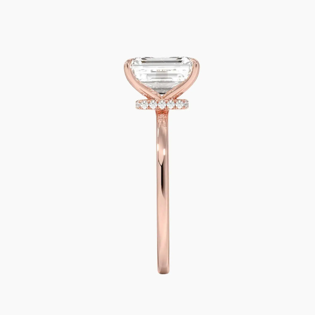Giselle Emerald Hidden Halo 1 Carat Lab Grown Diamond Engagement Ring in 18K White Gold