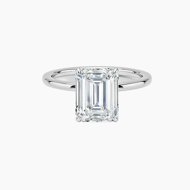 Giselle Emerald Hidden Halo 2 Carat Lab Grown Diamond Engagement Ring in 18K White Gold