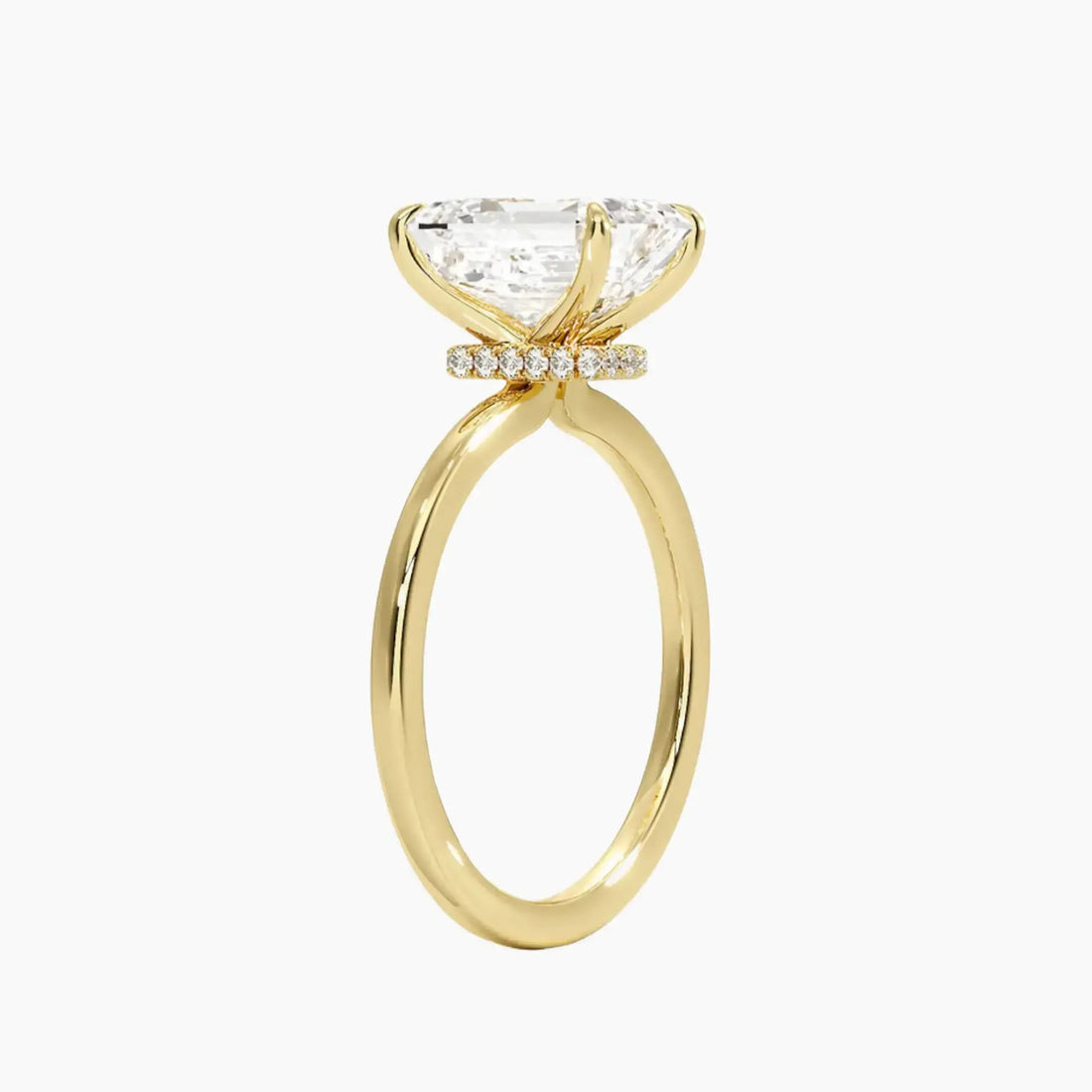 Giselle Emerald Hidden Halo Diamond Ring Setting in 18K White Gold