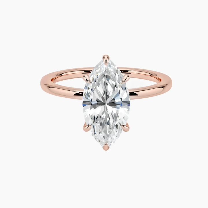Giselle Marquise Hidden Halo 3 Carat Lab Grown Diamond Engagement Ring in 18K Rose Gold