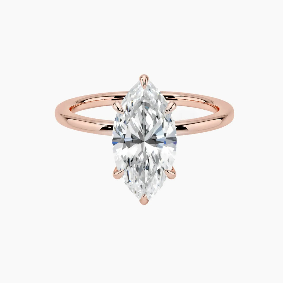 Giselle Marquise Hidden Halo 3 Carat Lab Grown Diamond Engagement Ring in 14K Rose Gold