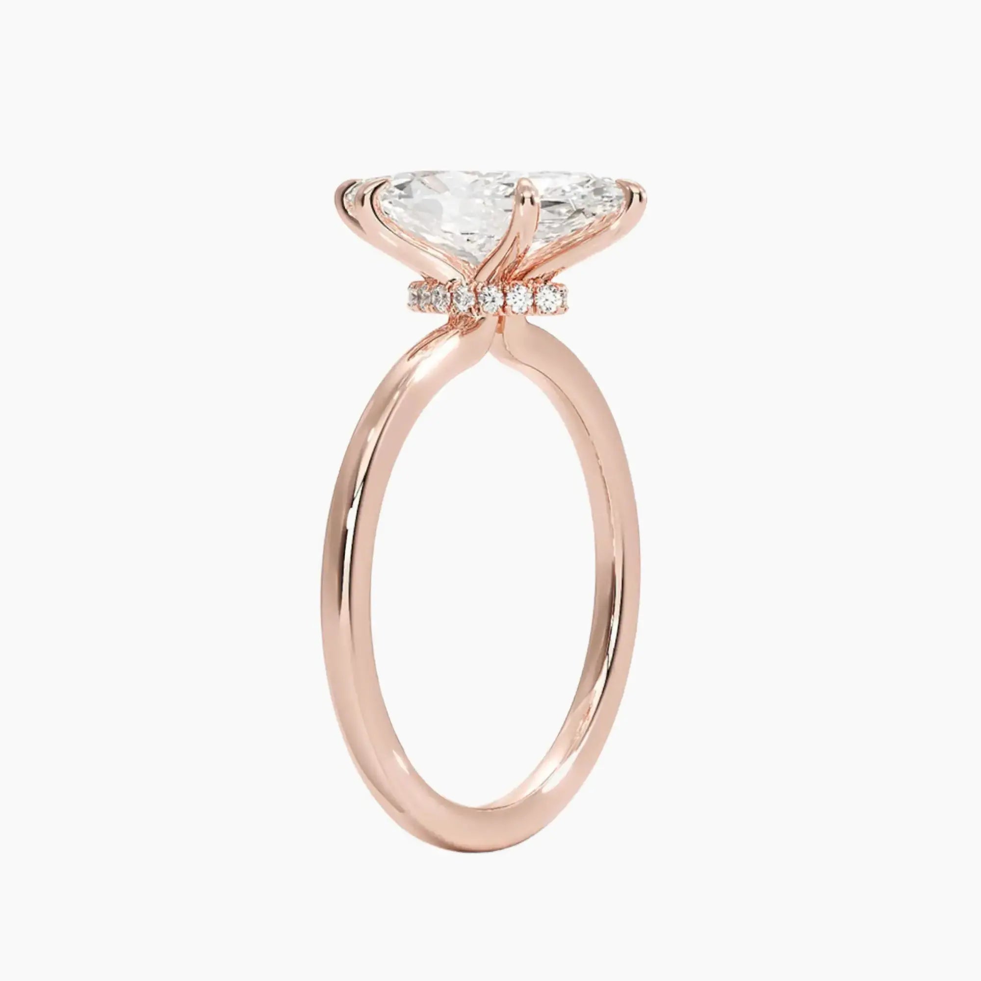 Giselle Marquise Hidden Halo 2 Carat Lab Grown Diamond Engagement Ring in 14K White Gold