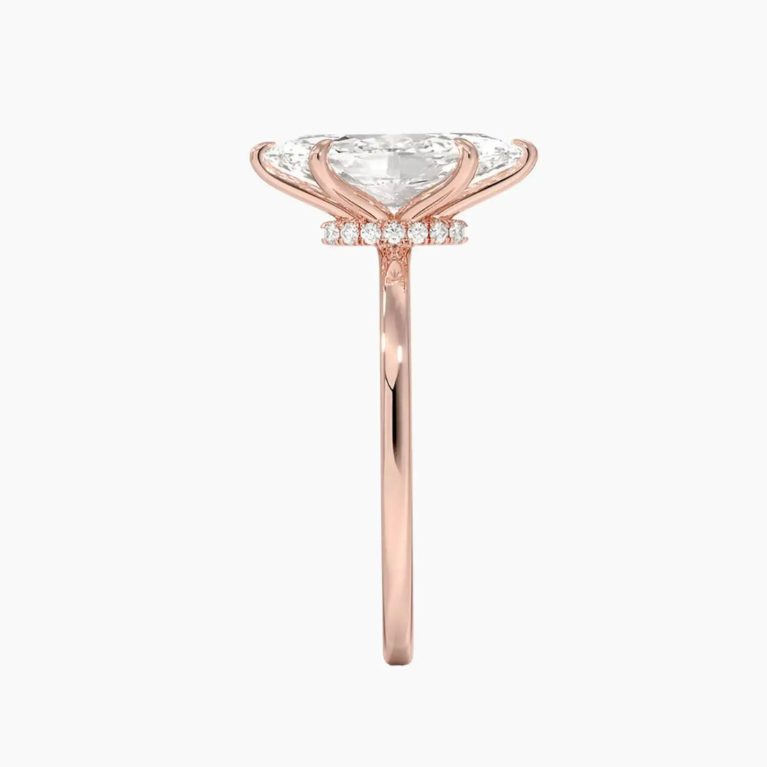Giselle Marquise Hidden Halo 3 Carat Lab Grown Diamond Engagement Ring in 14K Yellow Gold