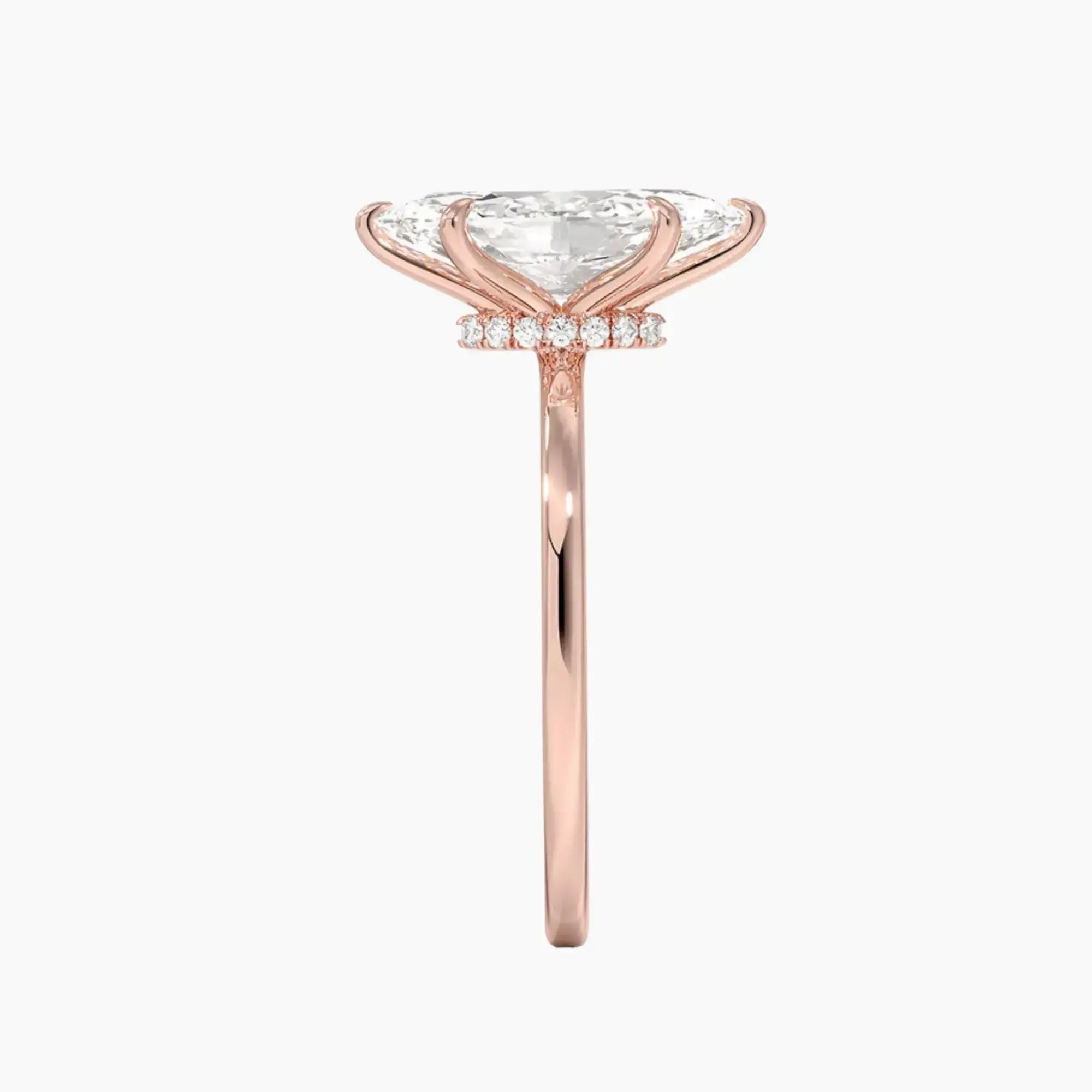 Giselle Marquise Hidden Halo 2.5 Carat Lab Grown Diamond Engagement Ring in 14K Rose Gold