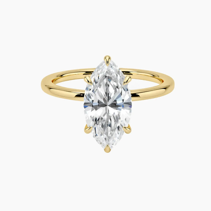 Giselle Marquise Hidden Halo 3 Carat Lab Grown Diamond Engagement Ring in 14K Yellow Gold