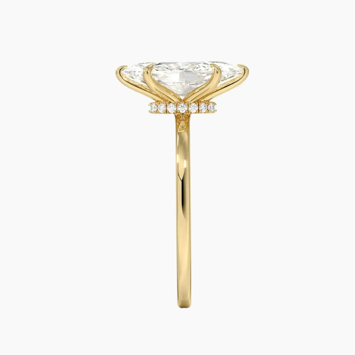 Giselle Marquise Hidden Halo 3 Carat Lab Grown Diamond Engagement Ring in 18K Rose Gold
