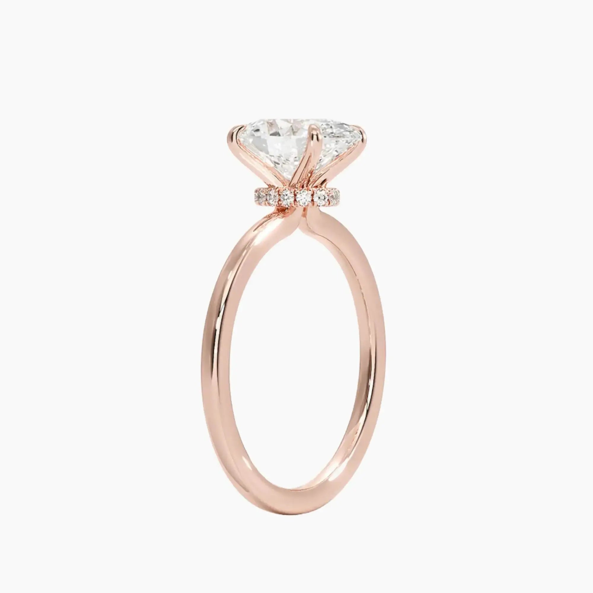 Giselle Oval Hidden Halo 3 Carat Lab Grown Diamond Engagement Ring in 18K Rose Gold