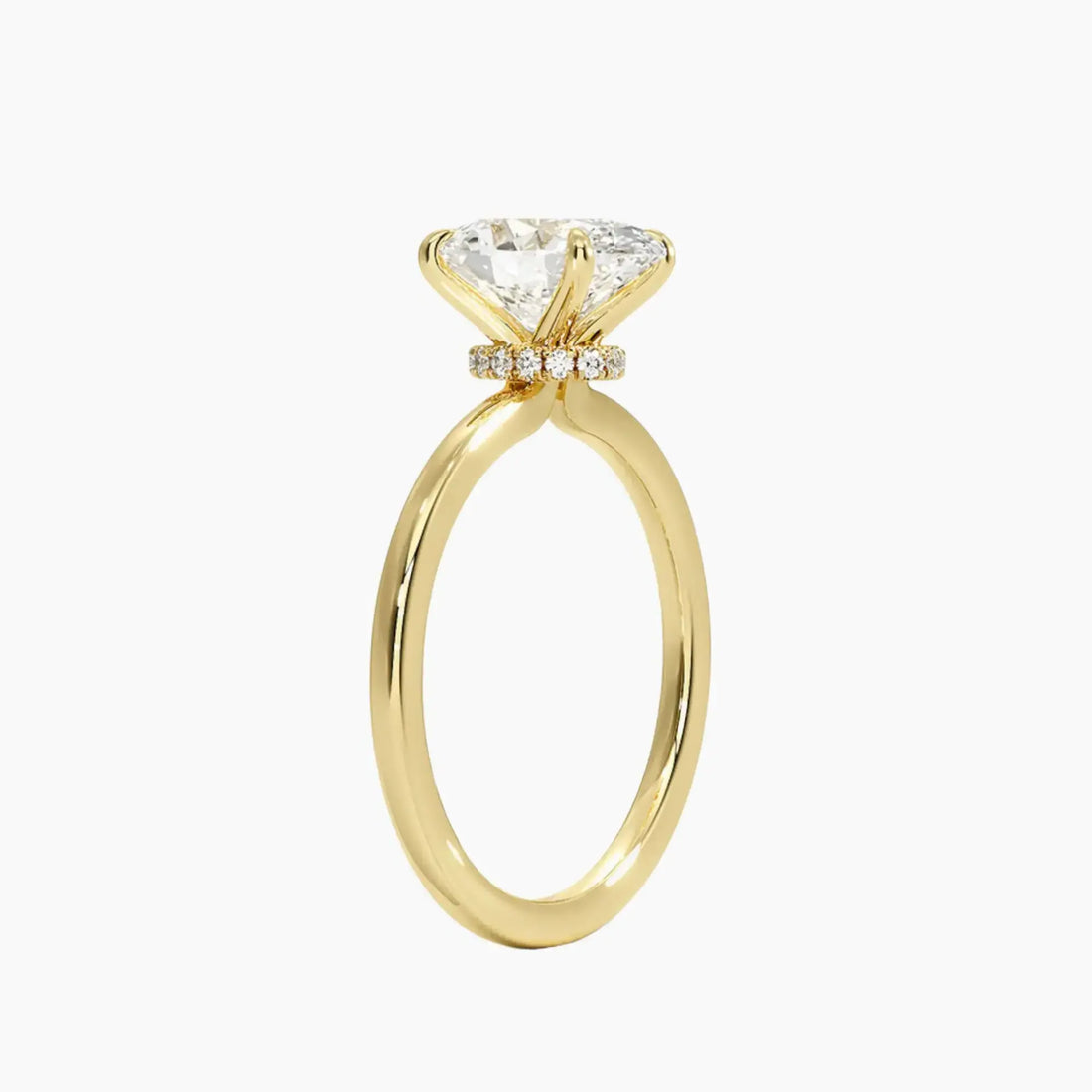 Giselle Oval Hidden Halo Diamond Ring Setting in 18K Yellow Gold