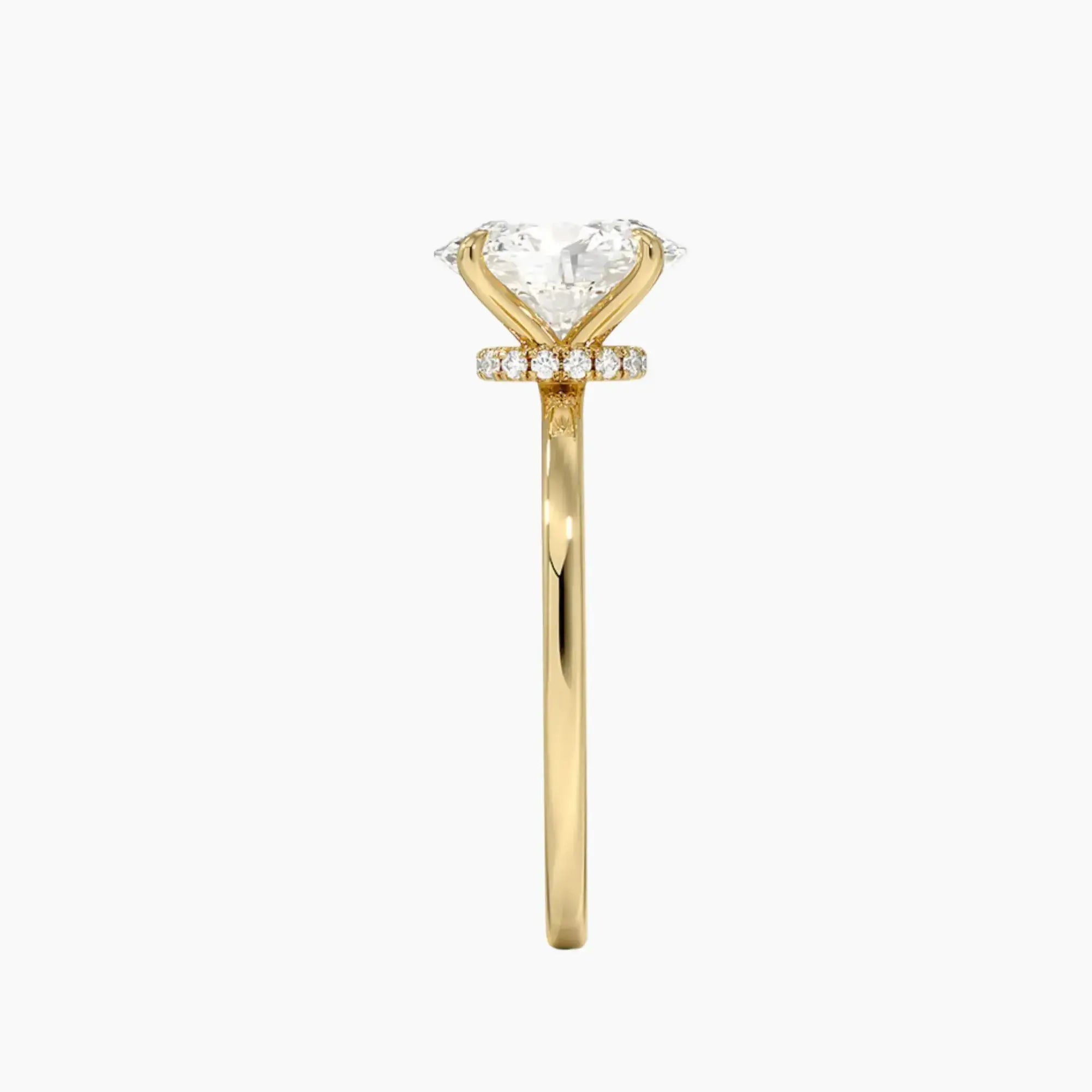 Giselle Oval Hidden Halo 2.5 Carat Lab Grown Diamond Engagement Ring in 18K Yellow Gold