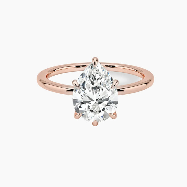 Giselle Pear Hidden Halo 2.5 Carat Lab Grown Diamond Engagement Ring in 18K Rose Gold