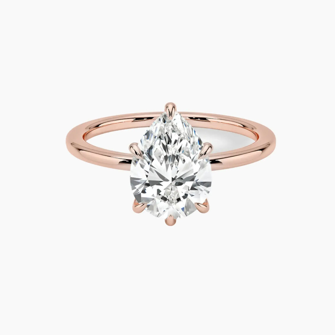 Giselle Pear Hidden Halo 3 Carat Lab Grown Diamond Engagement Ring in 14K White Gold