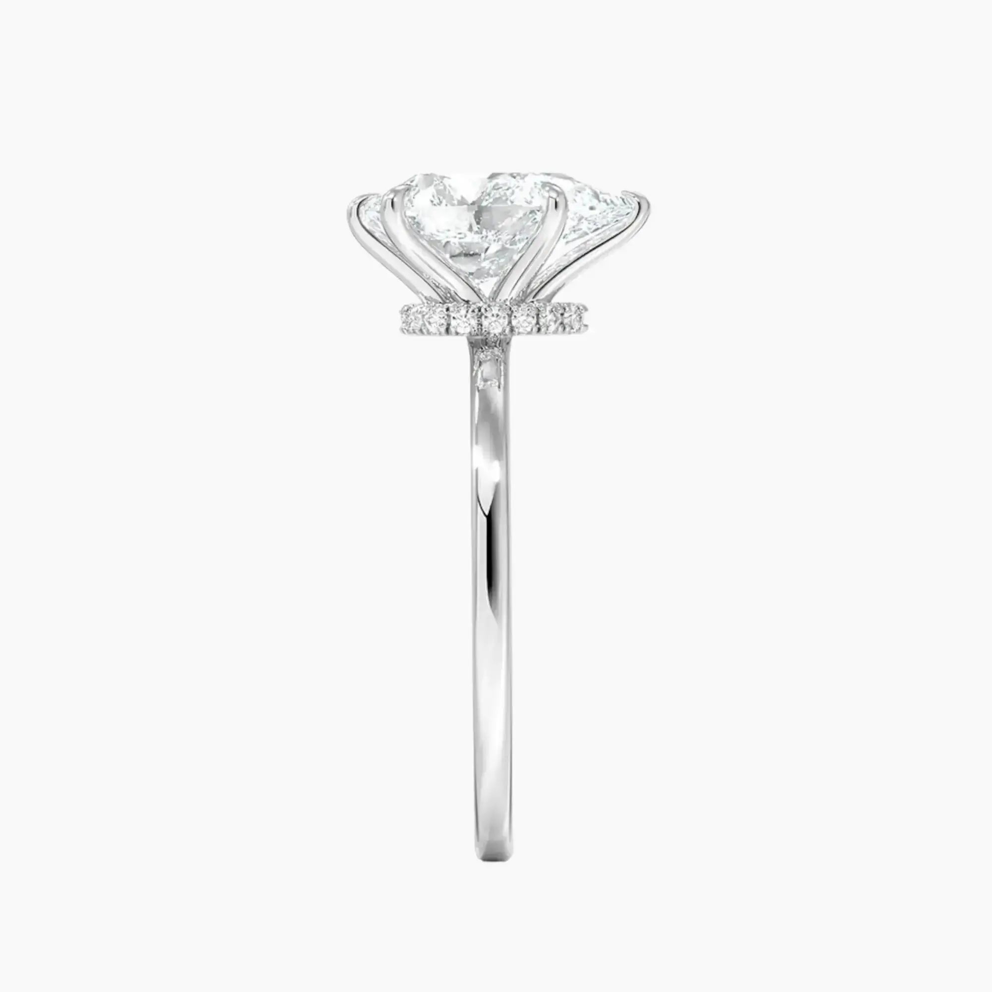 Giselle Pear Hidden Halo Diamond Ring Setting in 18K White Gold
