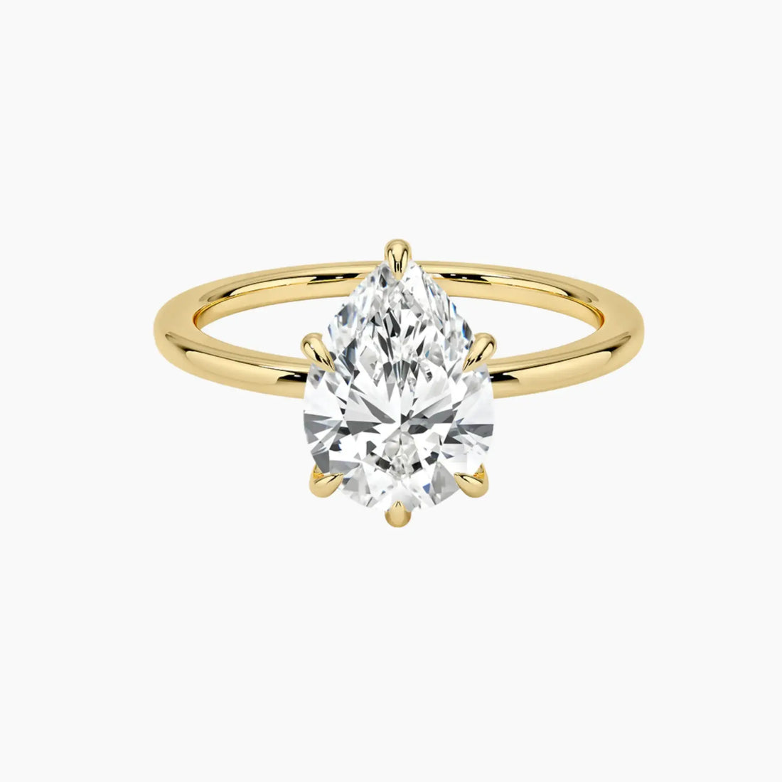 Giselle Pear Hidden Halo 2 Carat Lab Grown Diamond Engagement Ring in 14K Yellow Gold