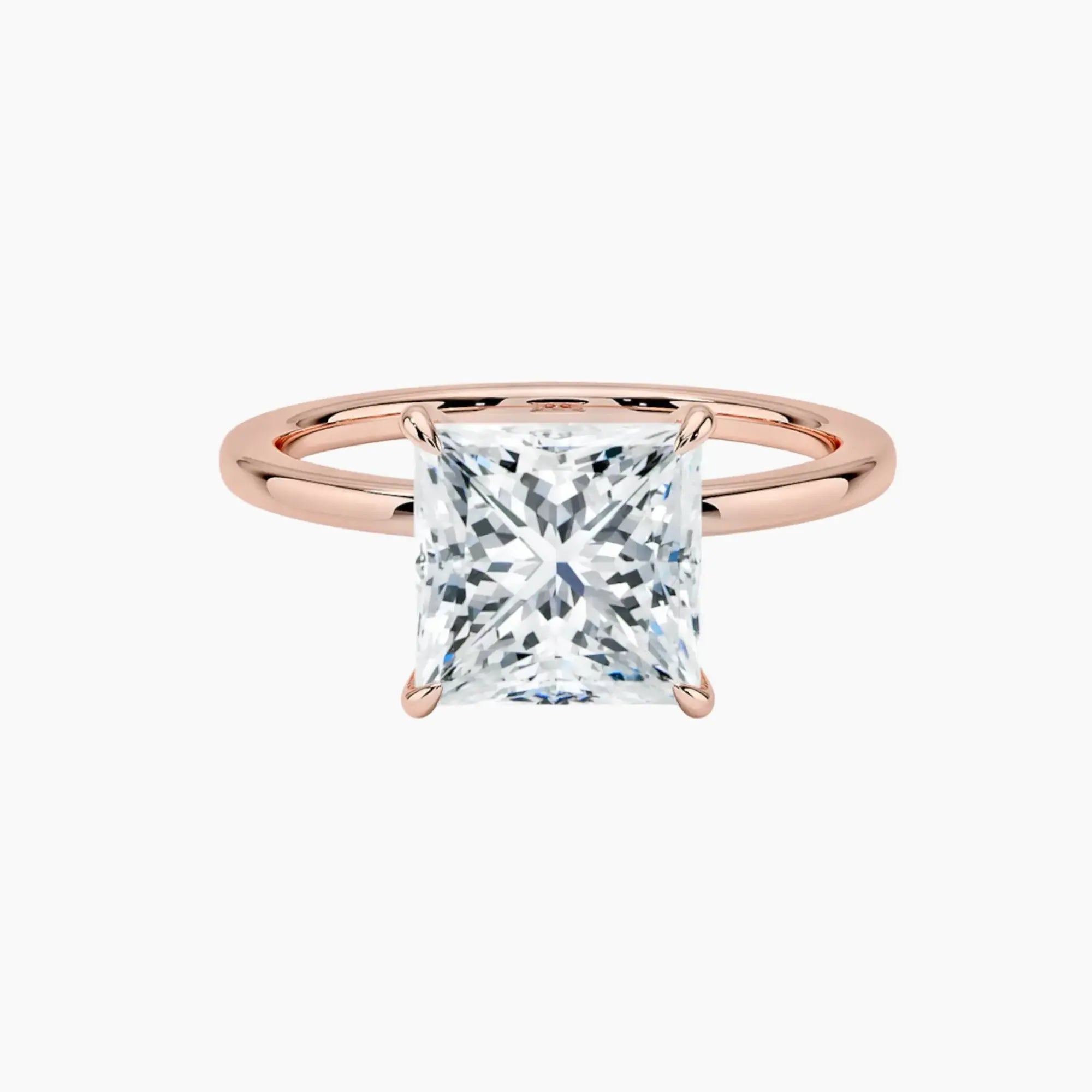 Giselle Princess Hidden Halo 3 Carat Lab Grown Diamond Engagement Ring in 14K Rose Gold