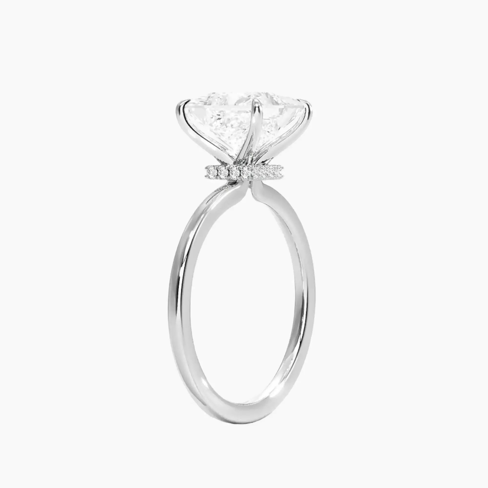 Giselle Princess Hidden Halo Diamond Ring Setting in 14K White Gold
