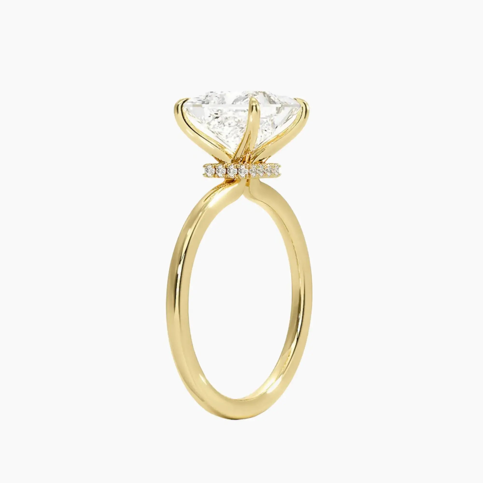 Giselle Princess Hidden Halo 1 Carat Lab Grown Diamond Engagement Ring in 14K Yellow Gold