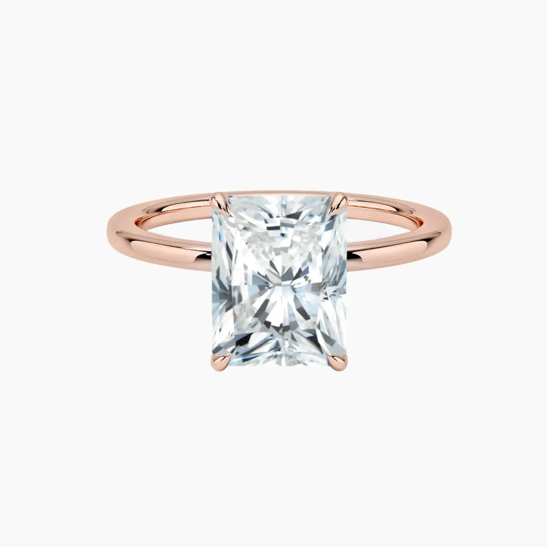 Giselle Radiant Hidden Halo 3 Carat Lab Grown Diamond Engagement Ring in 18K Rose Gold