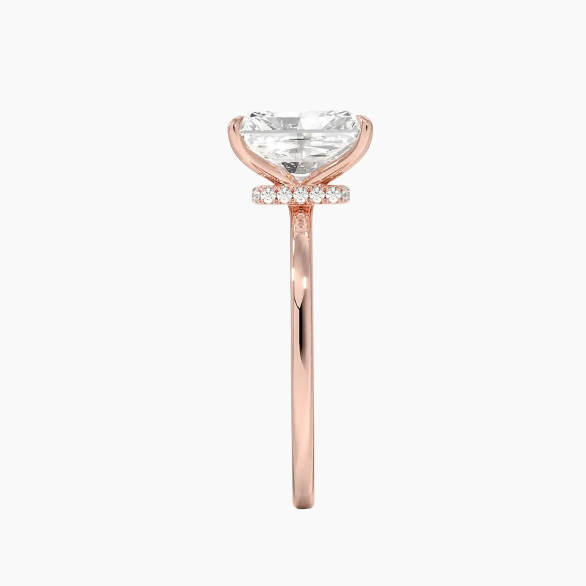 Giselle Radiant Hidden Halo 3 Carat Lab Grown Diamond Engagement Ring in 14K Rose Gold