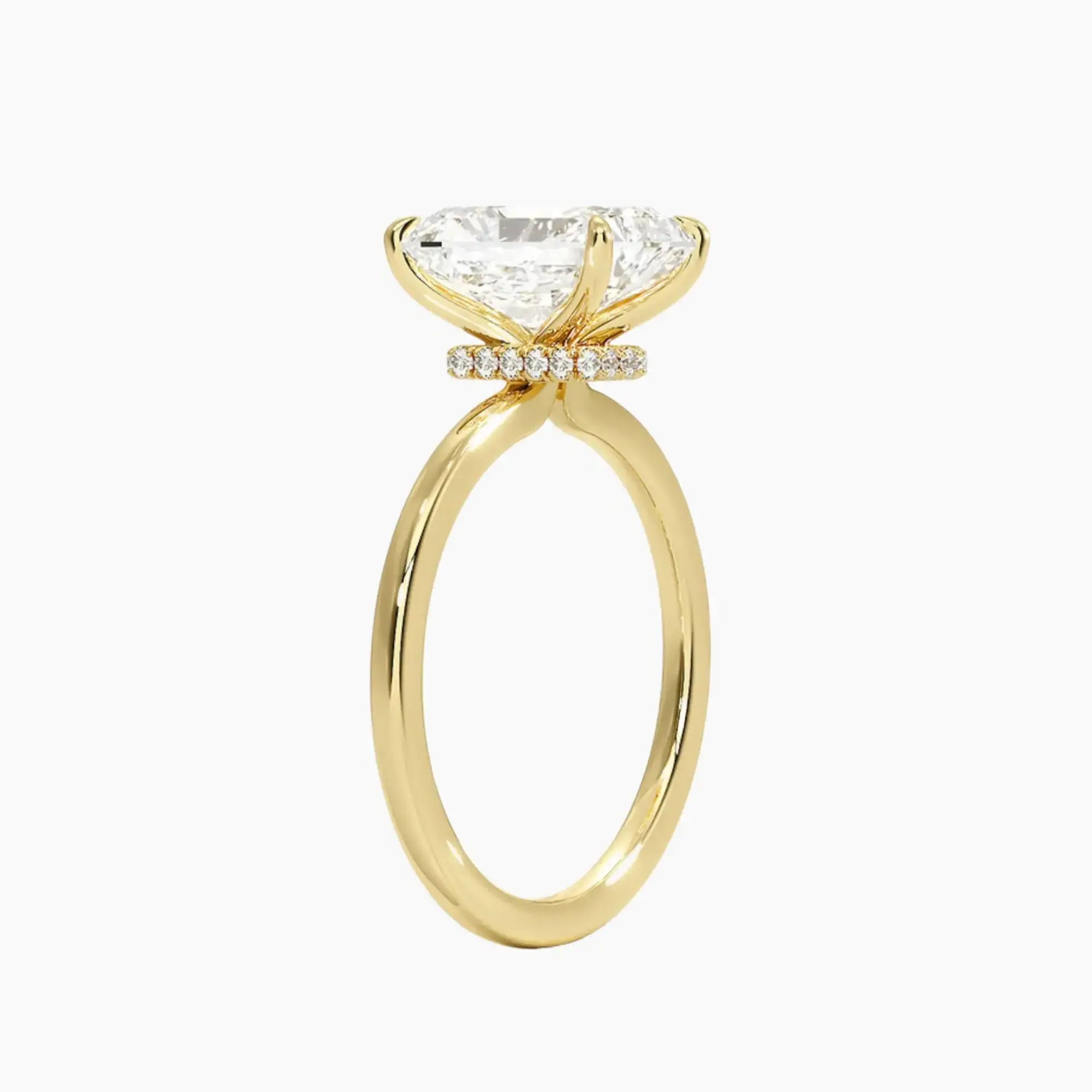 Giselle Radiant Hidden Halo Diamond Ring Setting in 18K Rose Gold