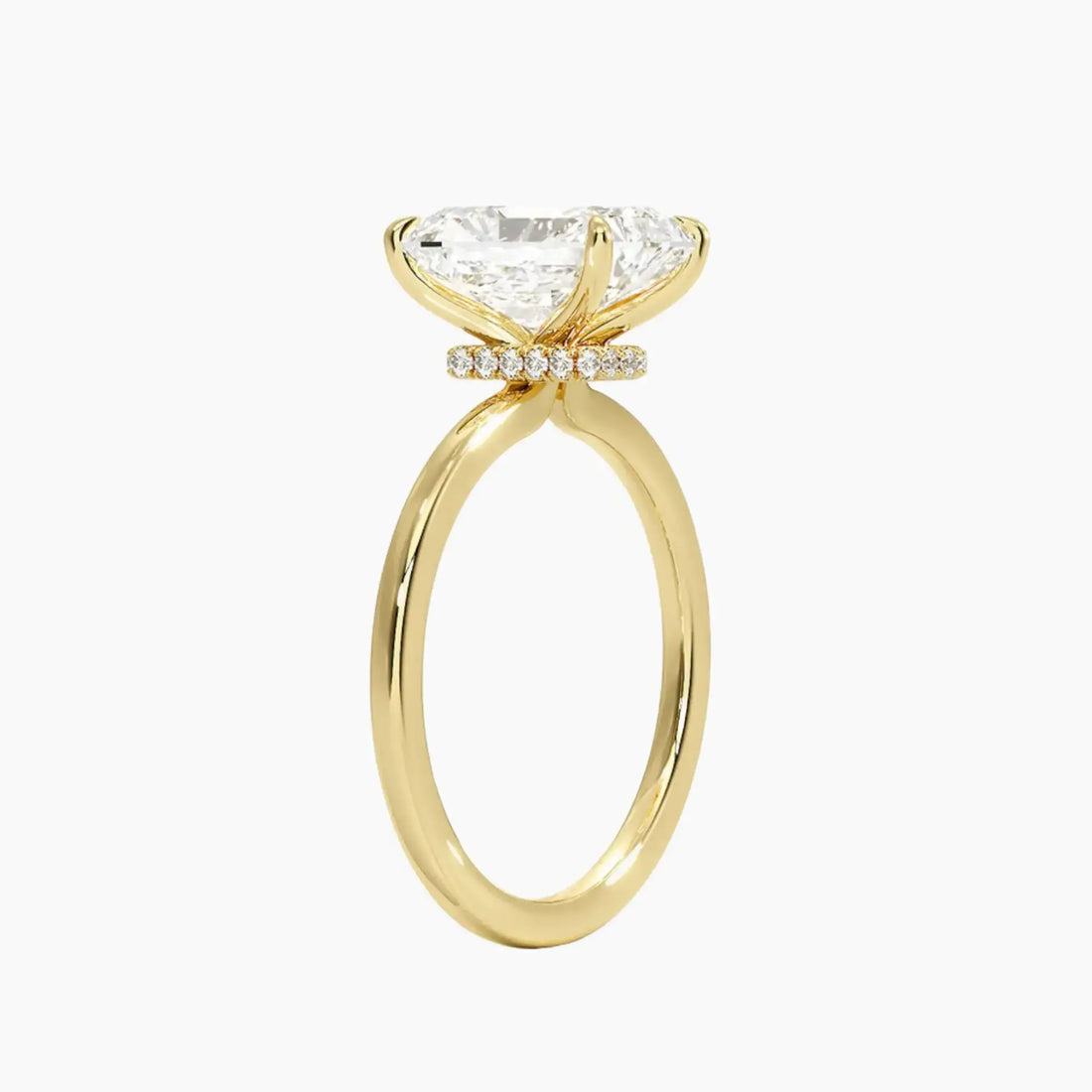 Giselle Radiant Hidden Halo Diamond Ring Setting in 14K Yellow Gold