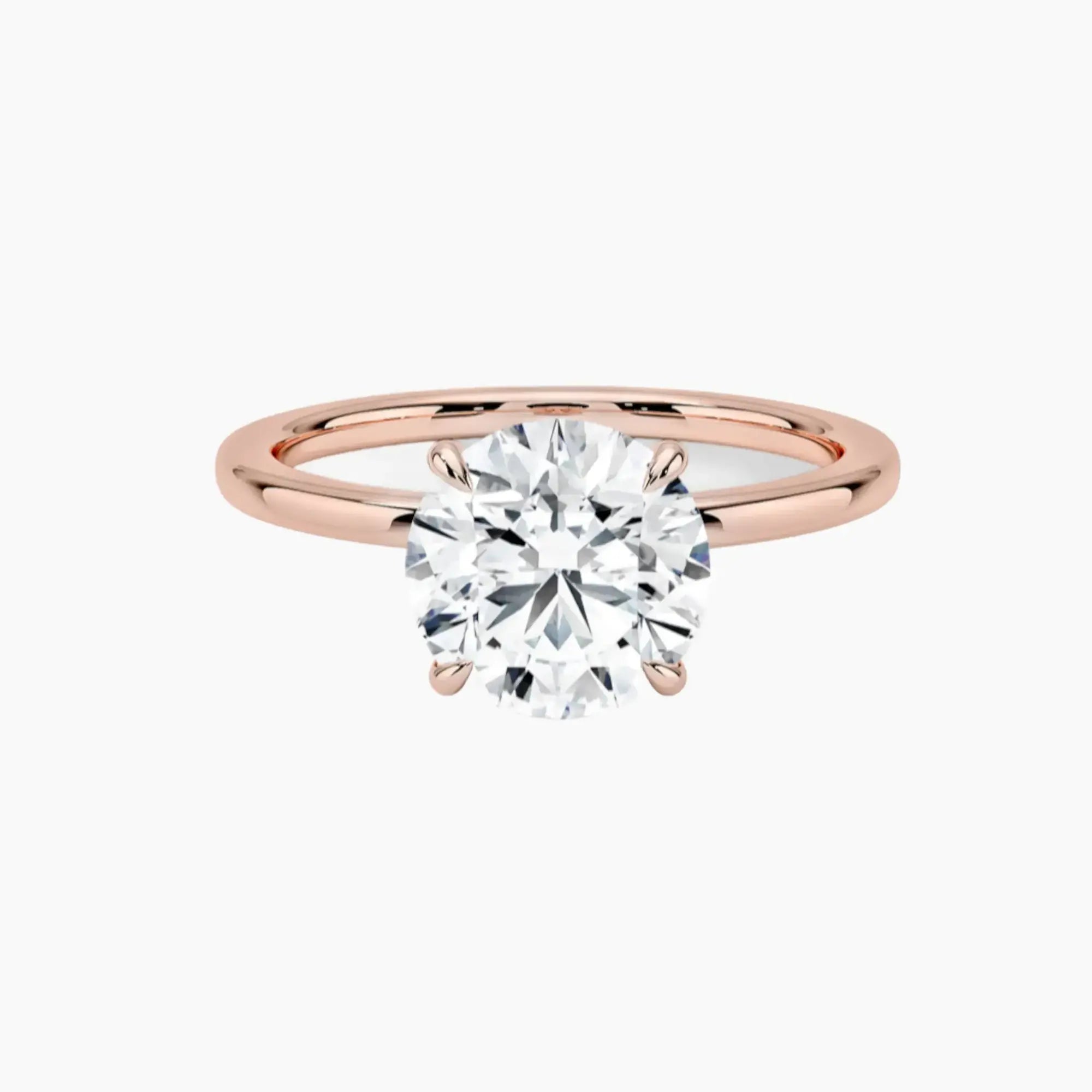 Giselle Round Hidden Halo 3 Carat Lab Grown Diamond Engagement Ring in 18K Rose Gold