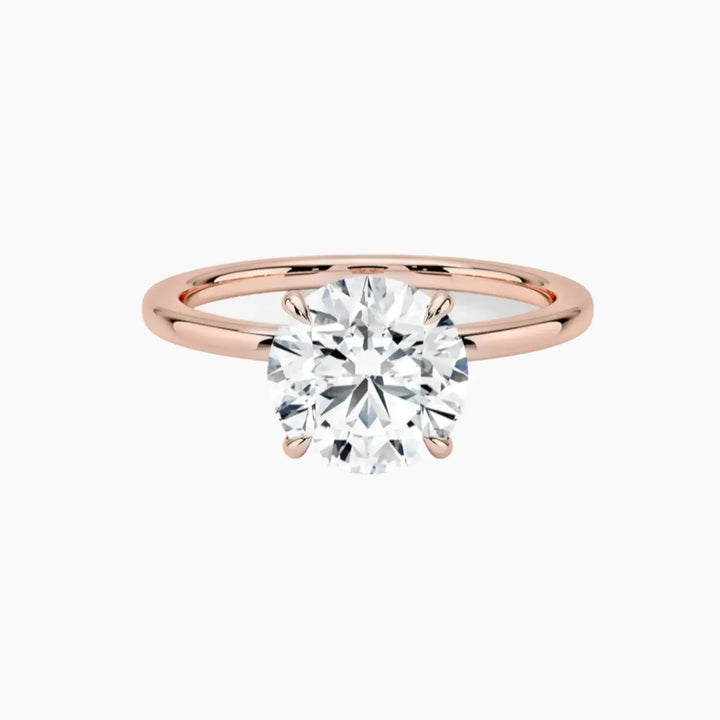 Giselle Round Hidden Halo 2.5 Carat Lab Grown Diamond Engagement Ring in 14K Rose Gold