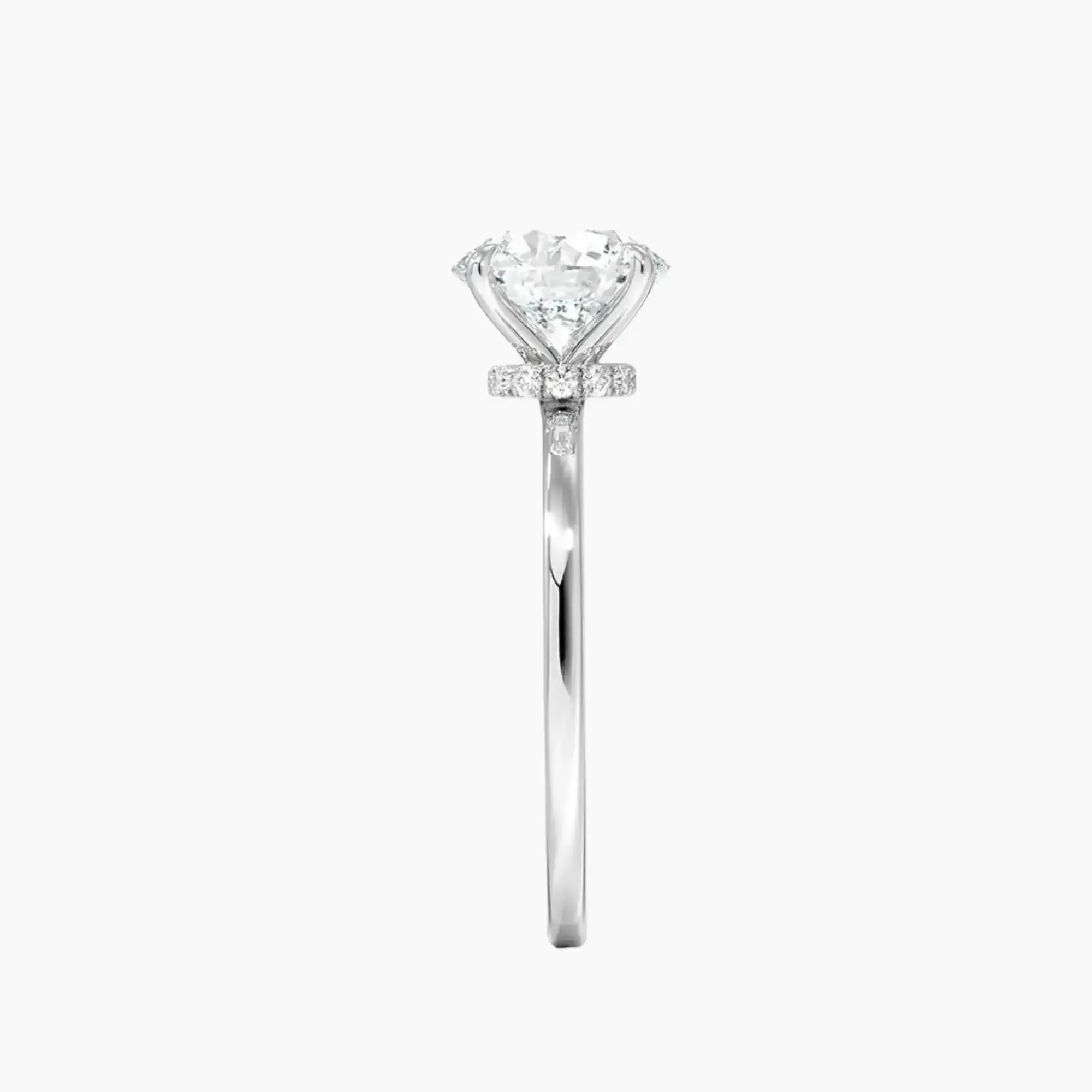 Giselle Round Hidden Halo 1 Carat Lab Grown Diamond Engagement Ring in 14K White Gold