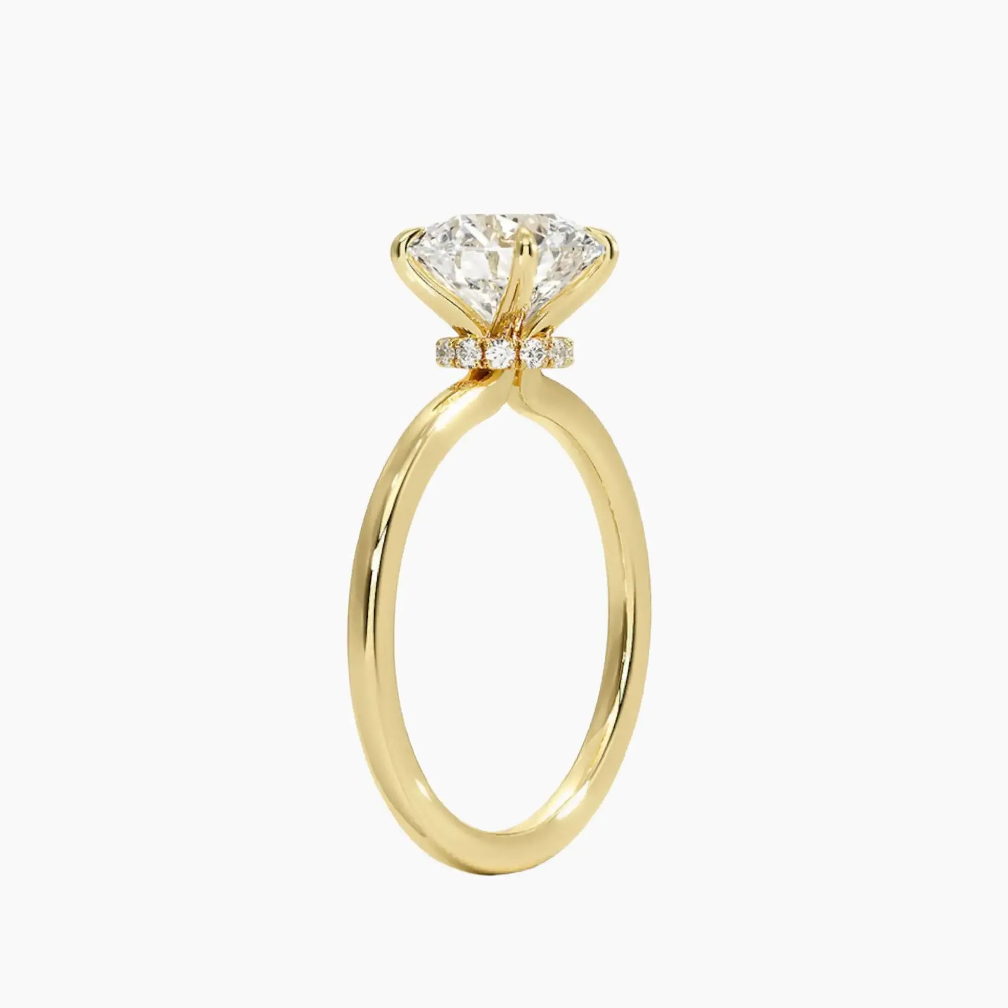 Giselle Round Hidden Halo 1.5 Carat Lab Grown Diamond Engagement Ring in 18K Yellow Gold