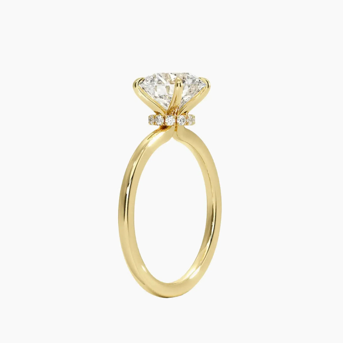 Giselle Round Hidden Halo Diamond Ring Setting in 18K Yellow Gold