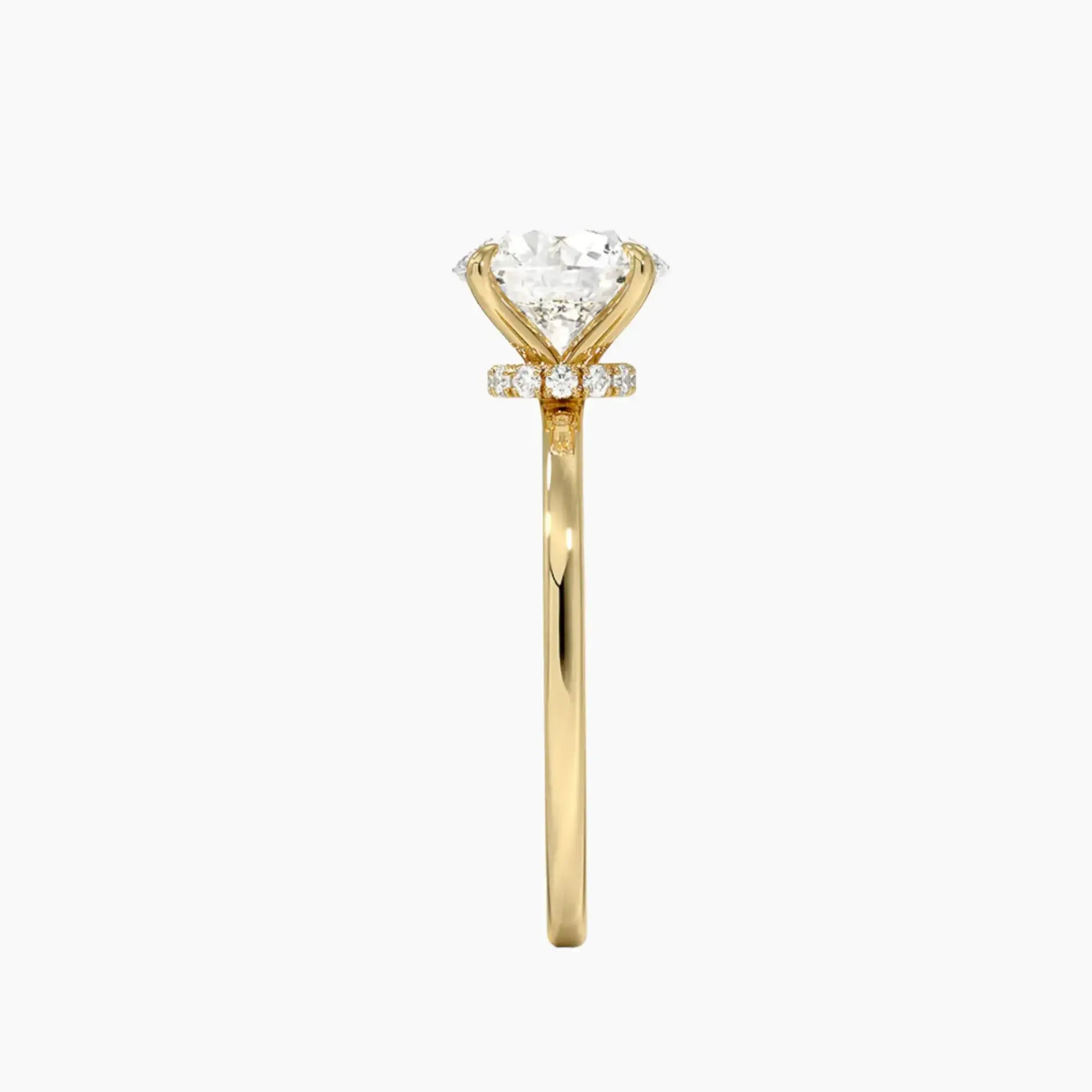 Giselle Round Hidden Halo 1.5 Carat Lab Grown Diamond Engagement Ring in 14K Yellow Gold