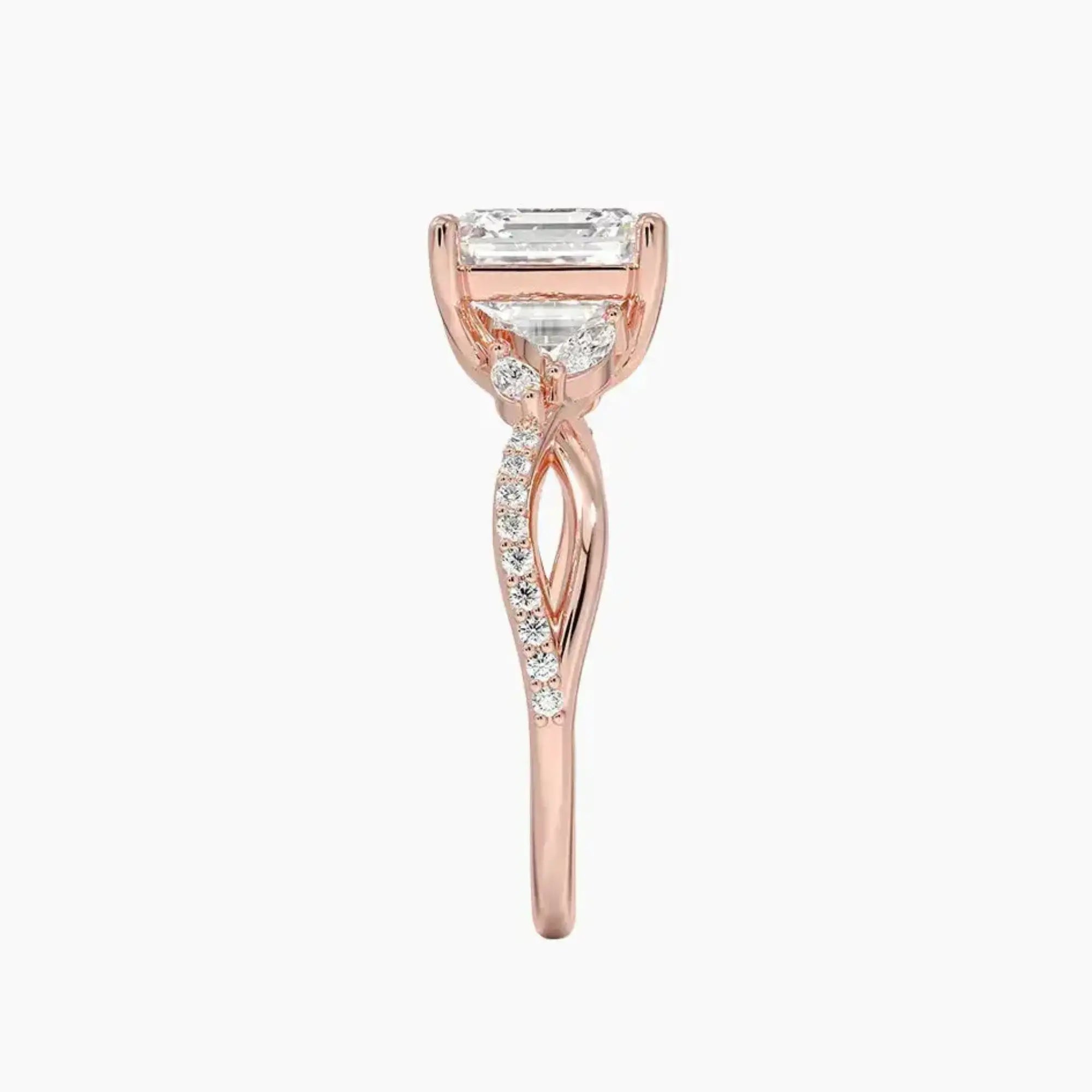 Amara Adorned Asscher Designer 2 Carat Lab Grown Diamond Engagement Ring in 14K White Gold