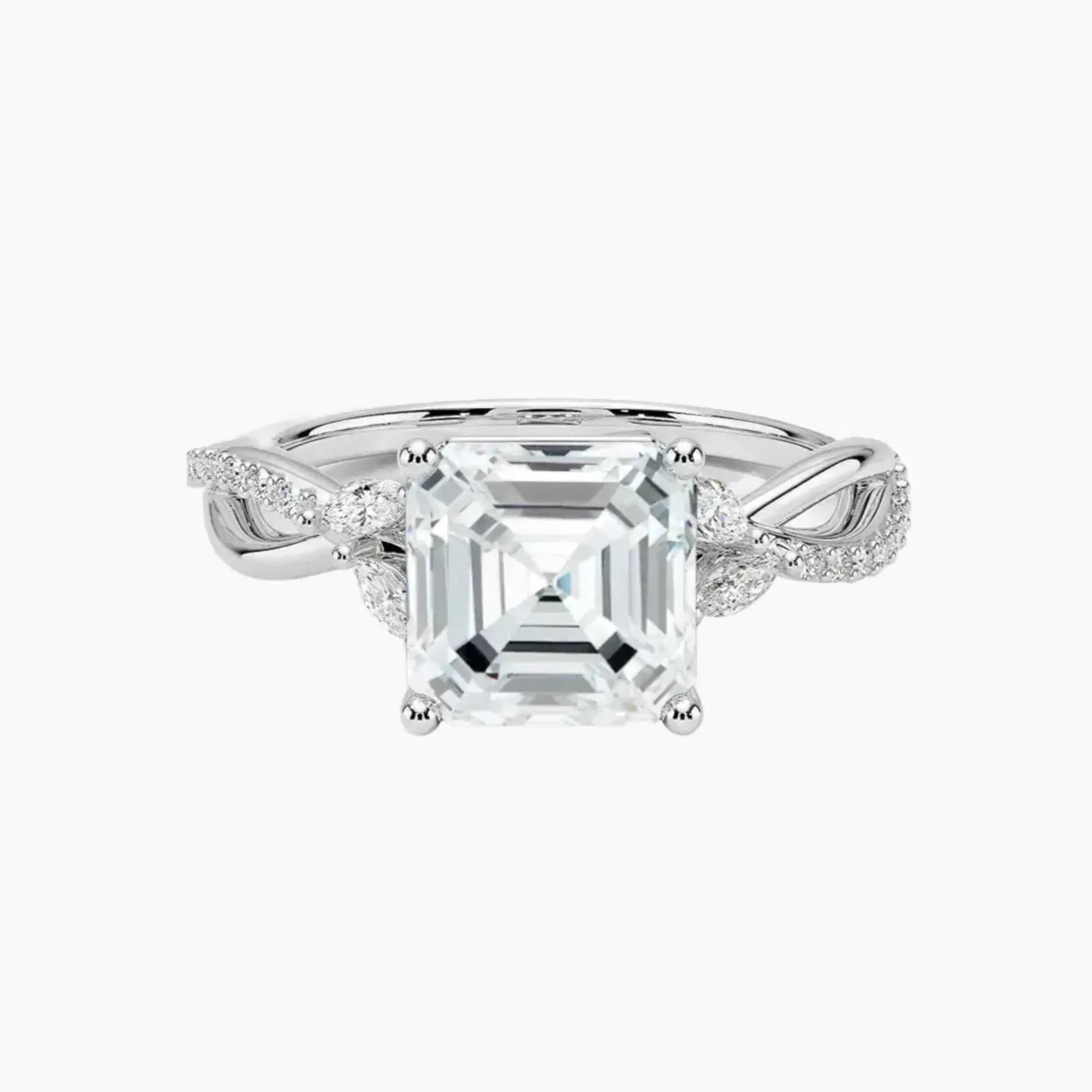 Amara Adorned Asscher Designer 1.5 Carat Lab Grown Diamond Engagement Ring in 18K Rose Gold