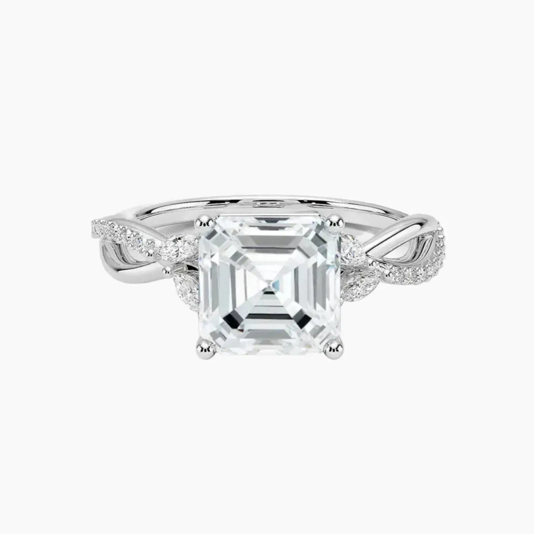 Amara Adorned Asscher Designer 2 Carat Lab Grown Diamond Engagement Ring in 14K Rose Gold