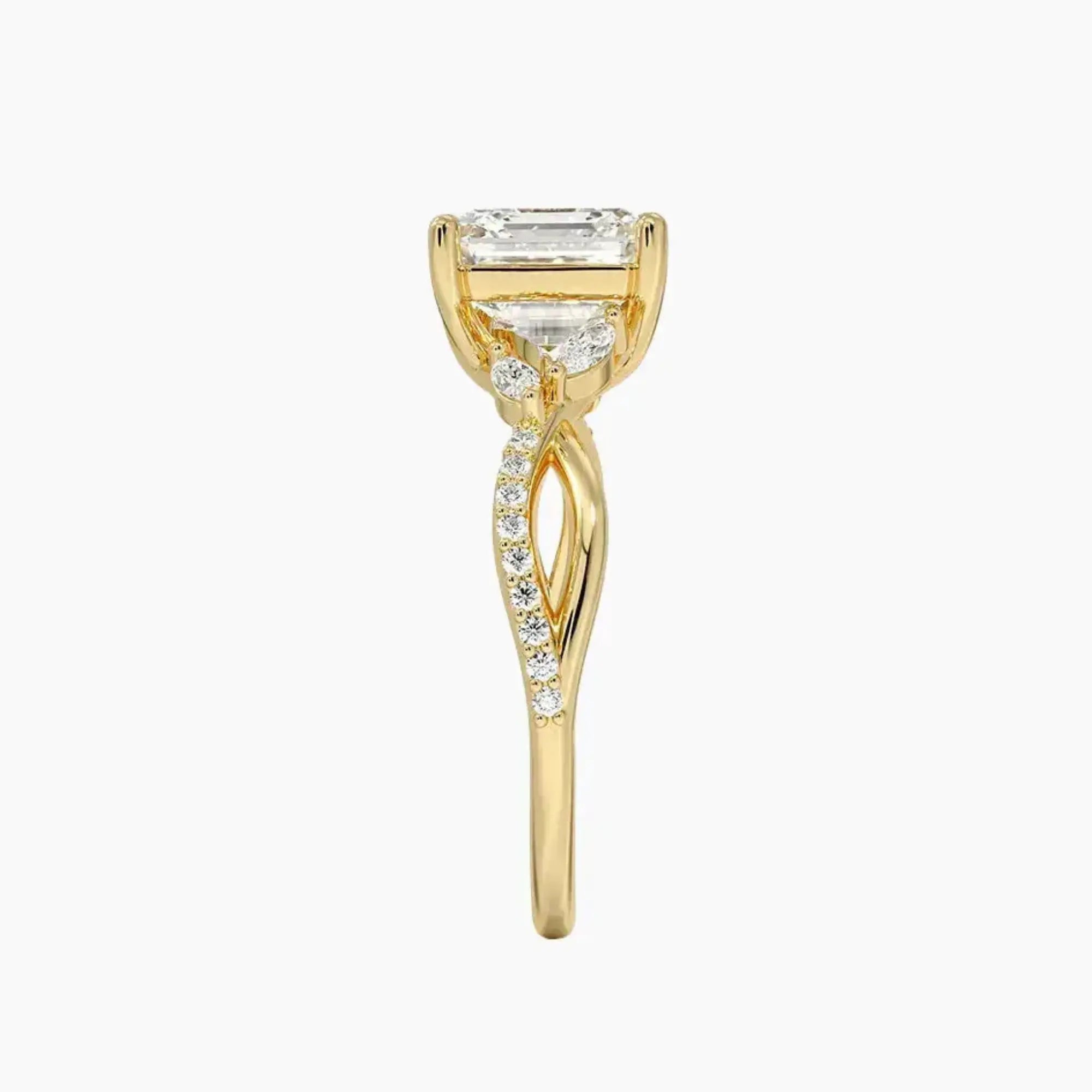 Amara Adorned Asscher Designer 1.5 Carat Lab Grown Diamond Engagement Ring in 14K Yellow Gold