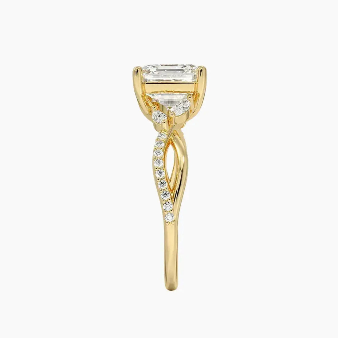 Amara Adorned Asscher Designer Diamond Ring Setting in 18K Rose Gold