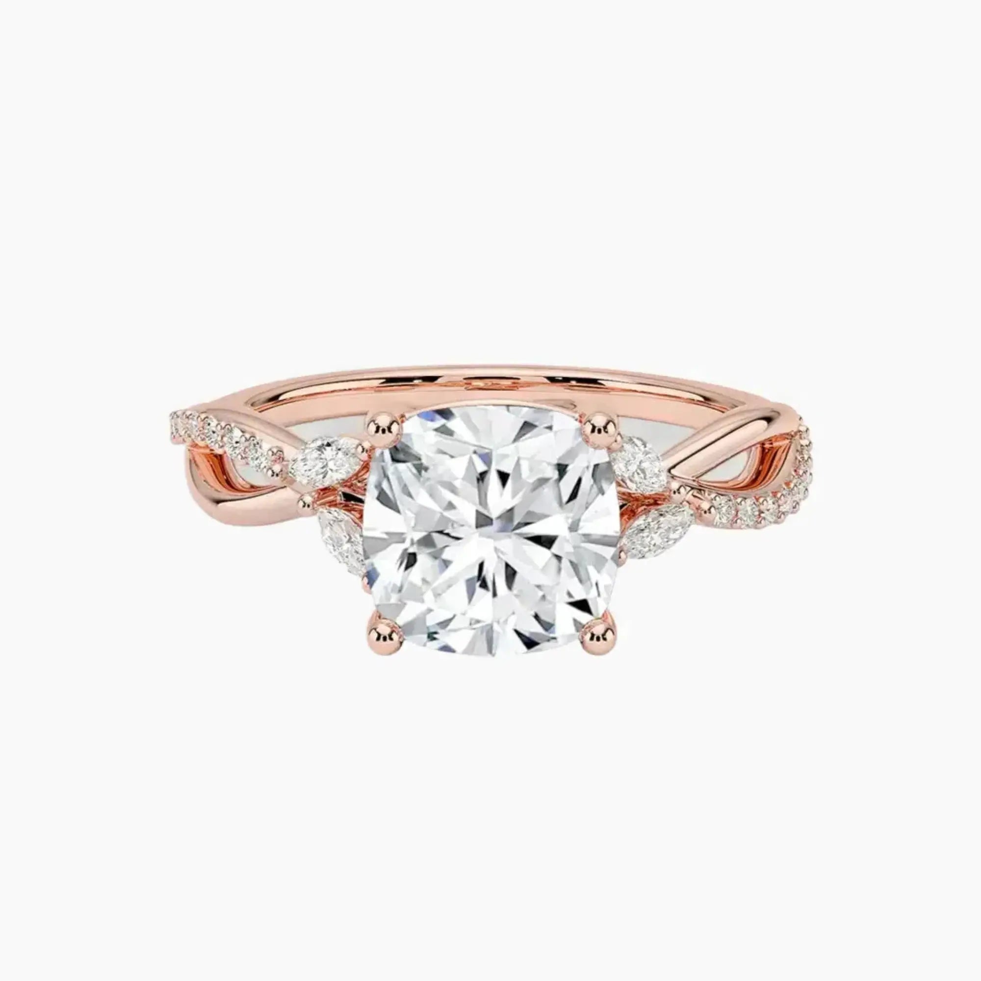 Amara Adorned Cushion Designer 2 Carat Lab Grown Diamond Engagement Ring in 18K Yellow Gold