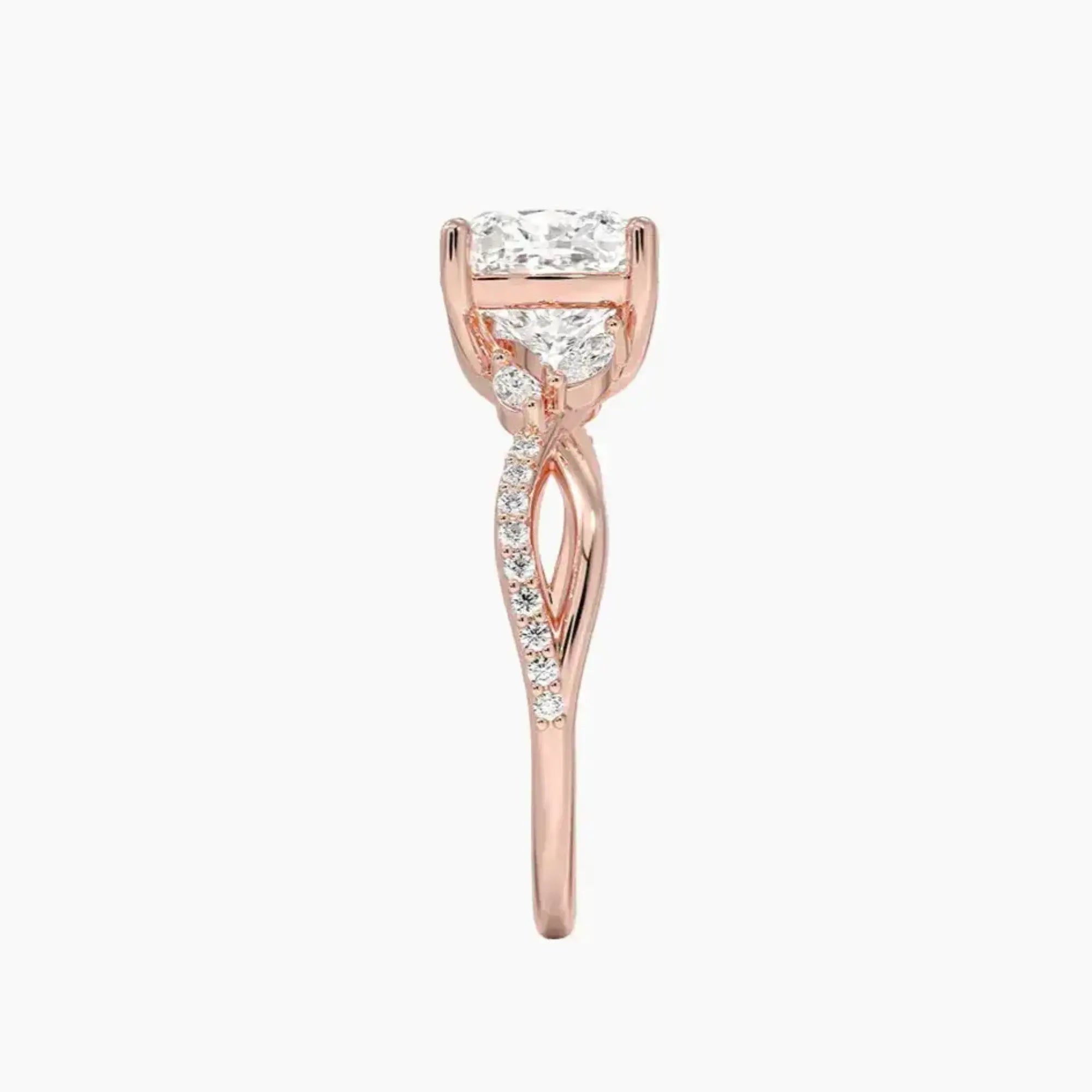 Amara Adorned Cushion Designer Diamond Ring Setting in 14K White Gold