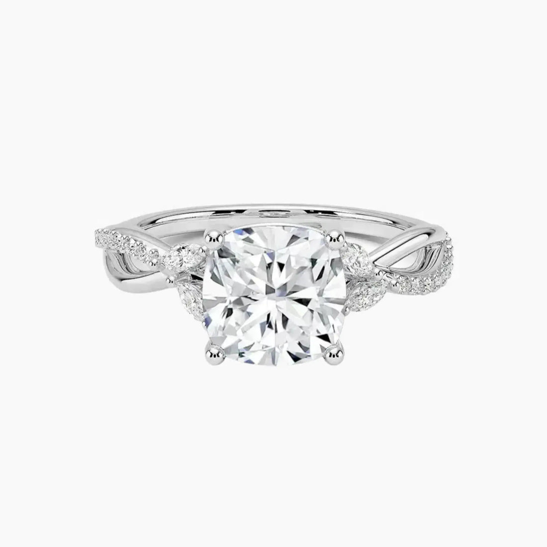 Amara Adorned Cushion Designer 1.5 Carat Lab Grown Diamond Engagement Ring in 18K Rose Gold