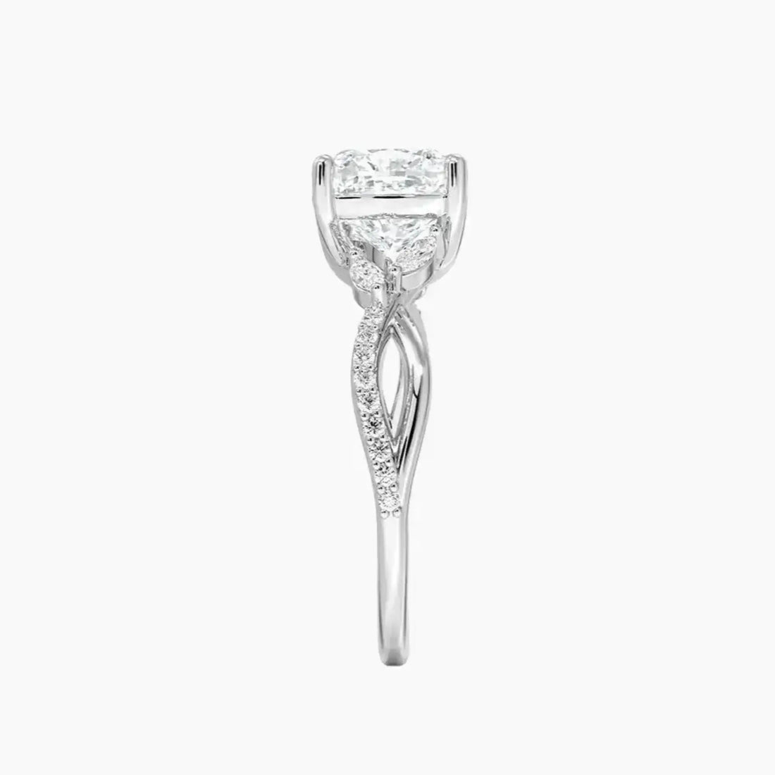 Amara Adorned Cushion Designer Diamond Ring Setting in 14K Yellow Gold