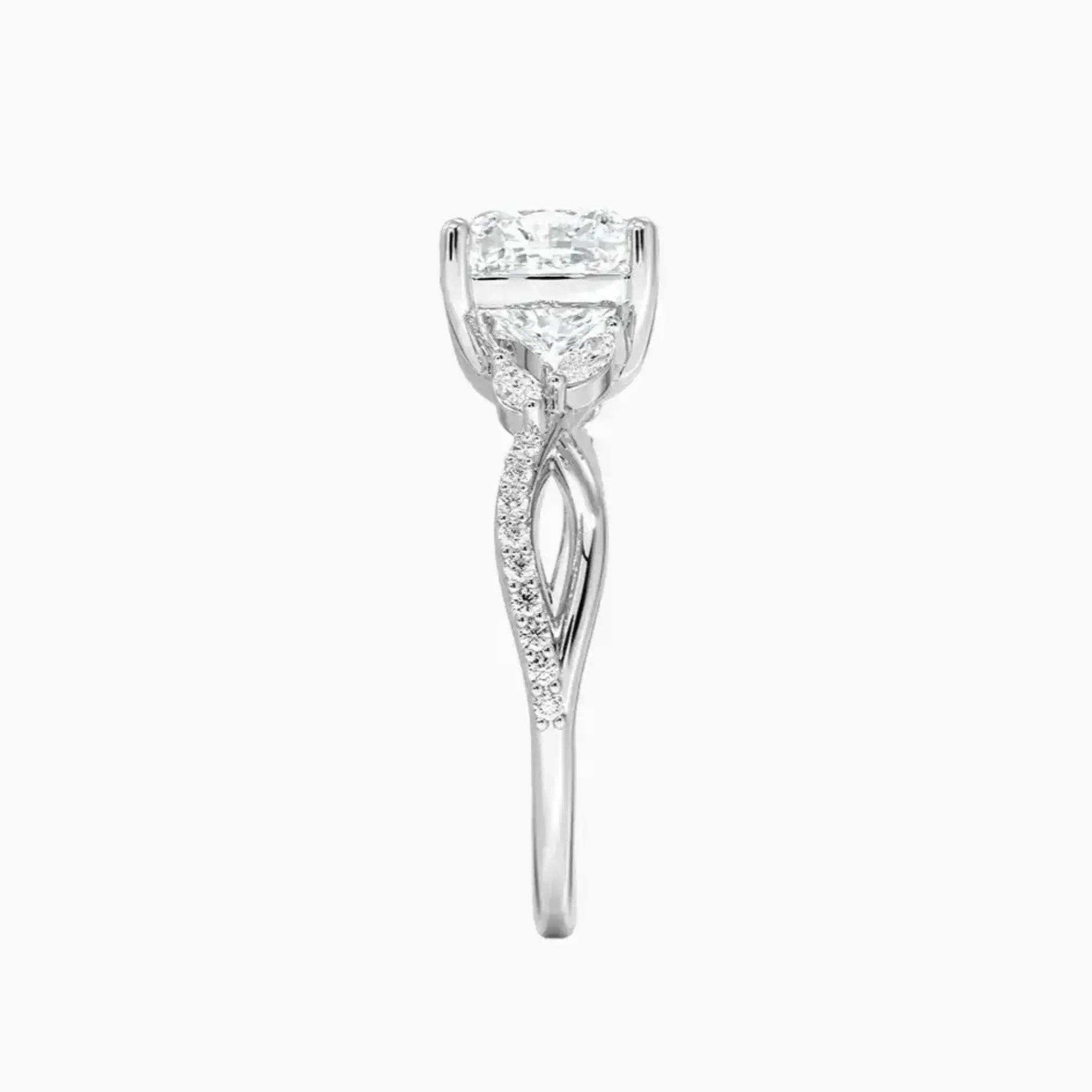 Amara Adorned Cushion Designer 2 Carat Lab Grown Diamond Engagement Ring in 18K Yellow Gold