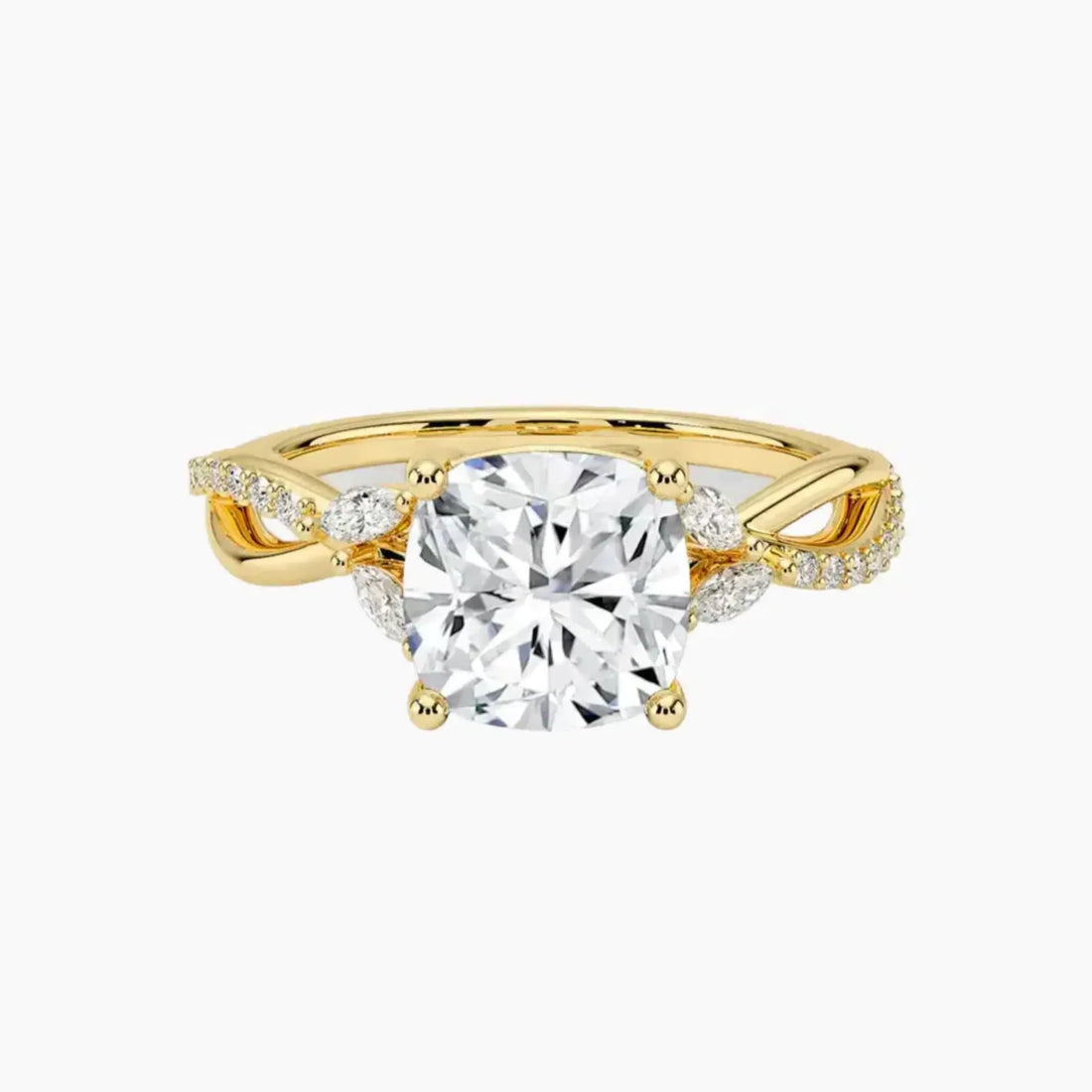 Amara Adorned Cushion Designer 1 Carat Lab Grown Diamond Engagement Ring in 18K Rose Gold